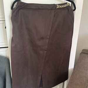 Marc New York Brown Gold Wrap Pencil Skirt